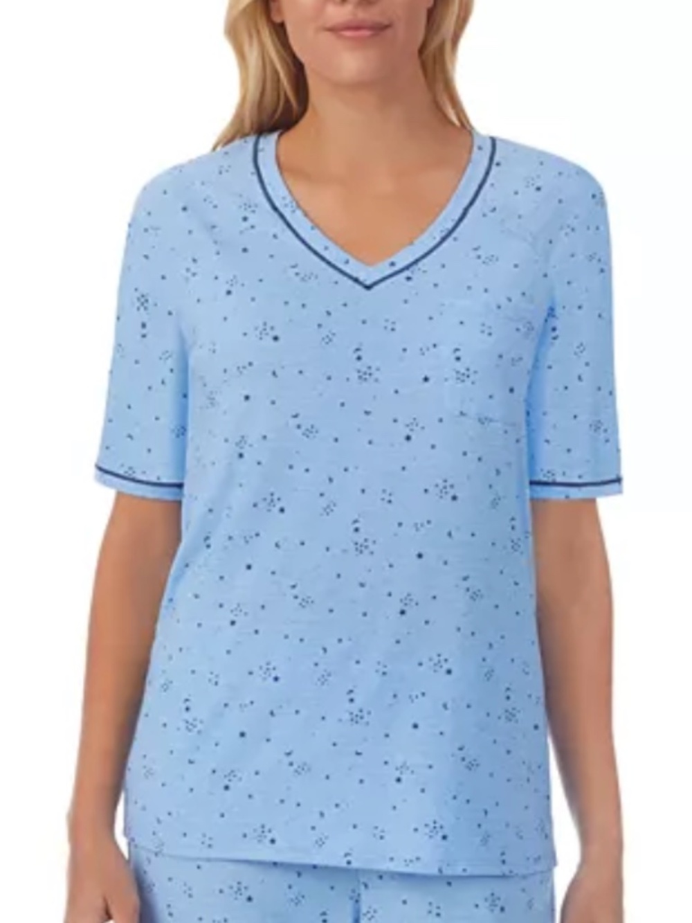 Cuddl Duds Printed Elbow-Sleeve Top